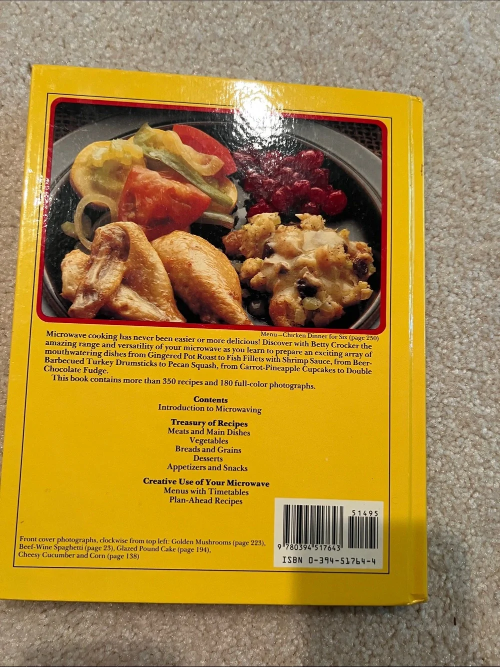 Betty Crocker Yellow Microwave Cookbook- used